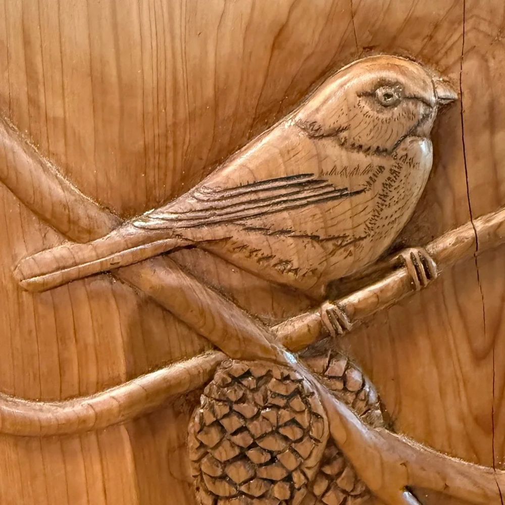 Artisan Carved Bird Wall Shelf